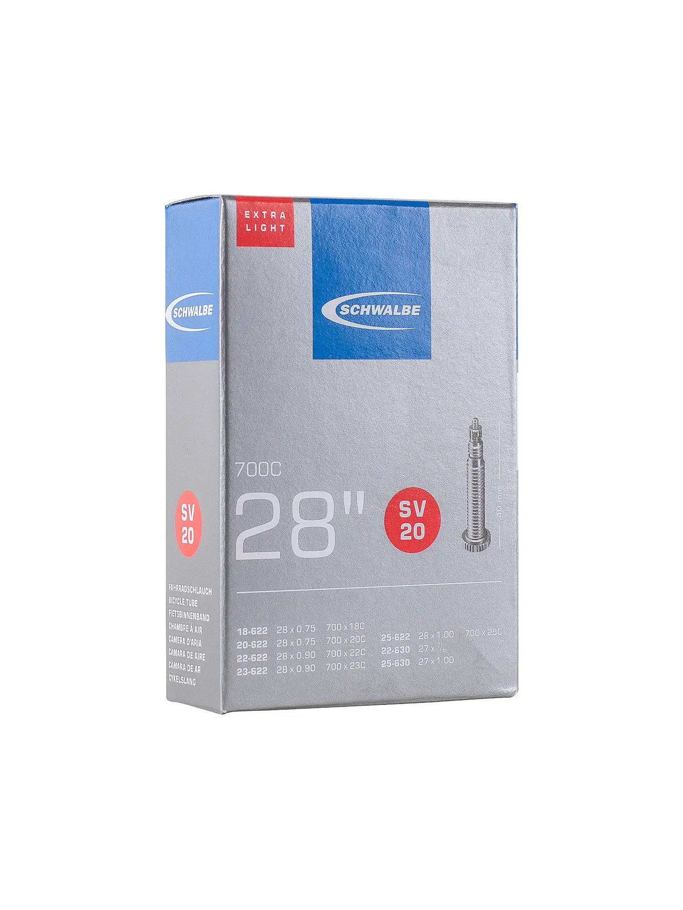 SCHWALBE | Fahrradschlauch Nr.20 Extra Light SV50 (28"/700C) | 